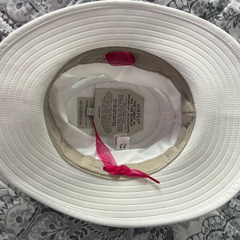Tilley Endurables Airflo White Sun Hat Pink Ribbon L/G 7 1/2 - Picture 4 of 8